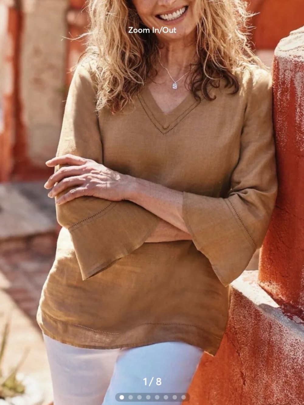 J. Jill Linen Flounce Sleeve Top Womens 2X Toffee Camel Brown Neutral
